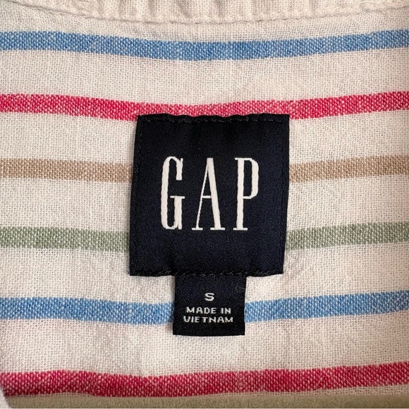 GAP Striped Multi-Colored Linen Button-Up Shirt - Picture 3 of 4